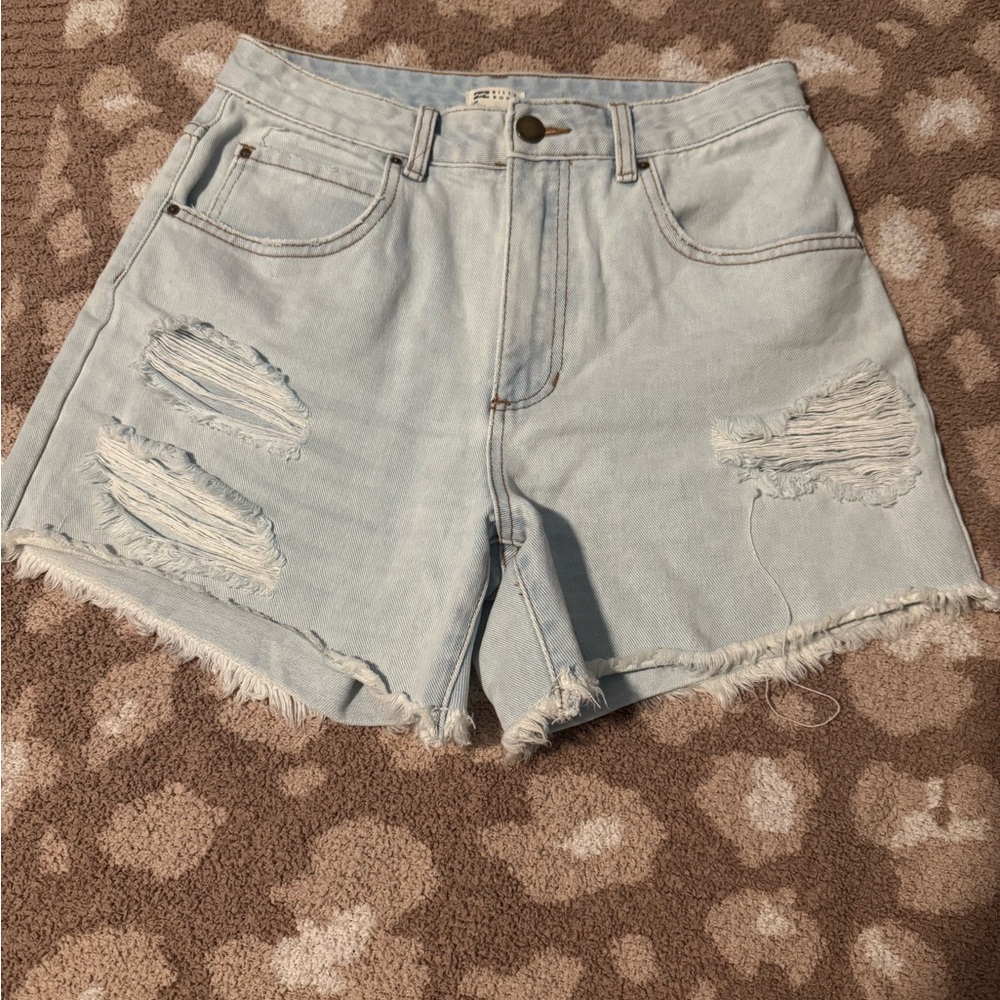 Billabong Light Blue Distressed Denim Shorts